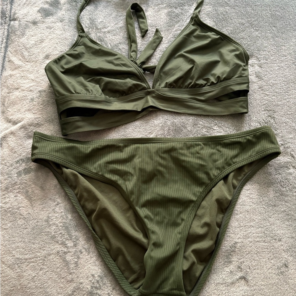 💚SHADE & SHORE Front Wrap Triangle Bikini Set Two Pieces, XL